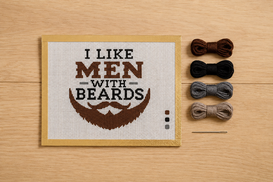 ๐ง I Like Men with Beards Hand-Painted Needlepoint Canvas