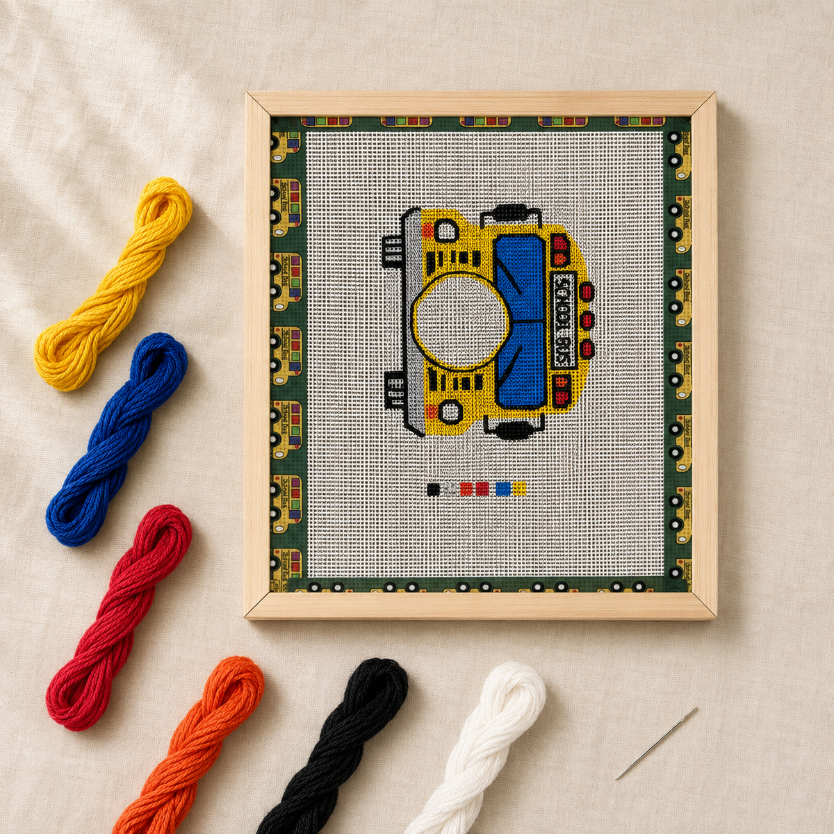 School Bus Tag Needlepoint Canvas