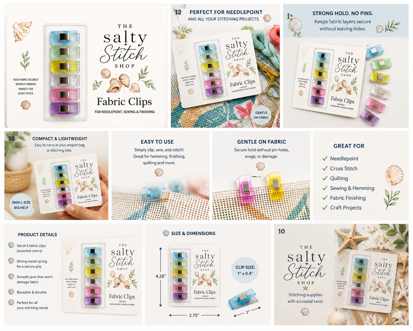 Fabric Clips - Set of 6