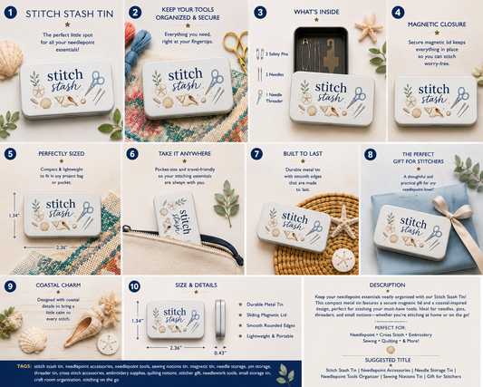 Stitch Stash Tin | Needlepoint Essentials Storage Tin
