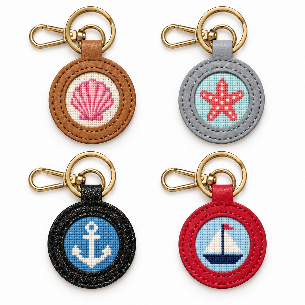 Self-Finishing Leather Needlepoint Keychain