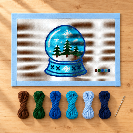 ❄️ Winter Snow Globe Hand-Painted Needlepoint Canvas 🌲