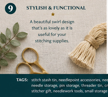 Stitch Stash Tin – Needlepoint Notions & Needle Storage